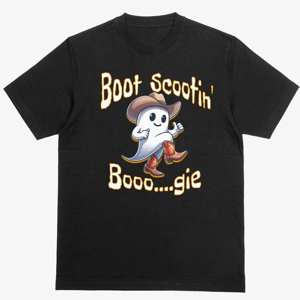 Boot Scootin' Booo...gie Halloween Funny Humorous T-shirt Black Unisex